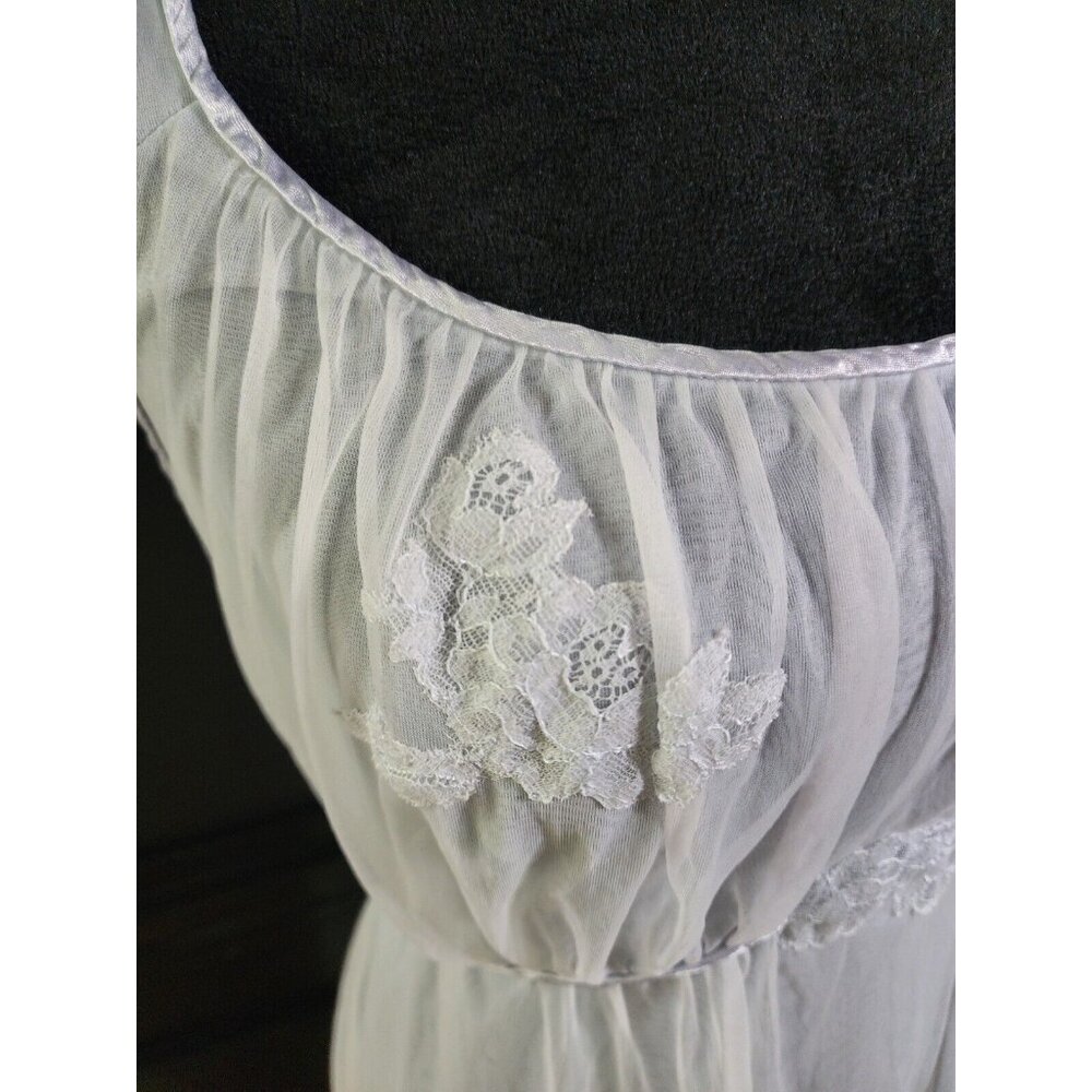Vintage 1970s Gossard Artemis Pale Blue Double Layer Chiffon Nightgown Wedding S - Picture 12 of 15